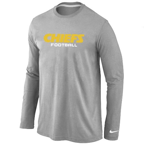 Nike Kansas City Chiefs Authentic Font Long Sleeve NFL T-Shirt - Grey